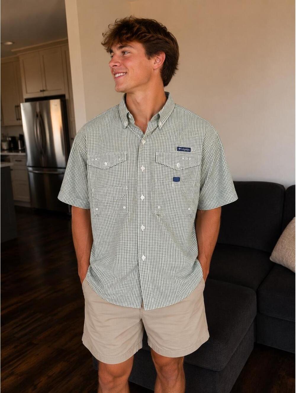 Super Bonehead green and white gingham button-up shirt #gingham #preppy